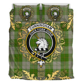 Cunningham Dress Green Dancers Tartan Crest Bedding Set - Golden Thistle Style